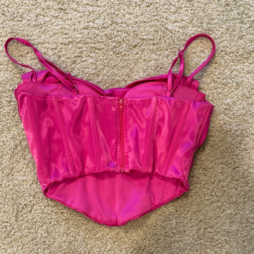 SHEIN Pink Satin Crop Top - Picture 2 of 2